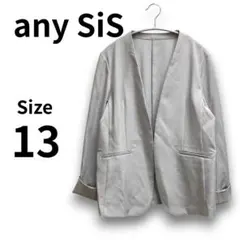 新品 any SiS ノーカラージャケット 4 13号 グレー 洗える 涼しい