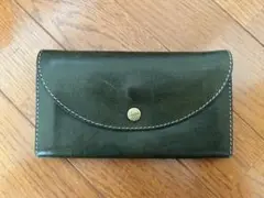 か*お様 ダークグリーン レザー 長財布