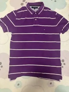 TOMMY HILFIGER 紫 ストライプ ポロシャツ L