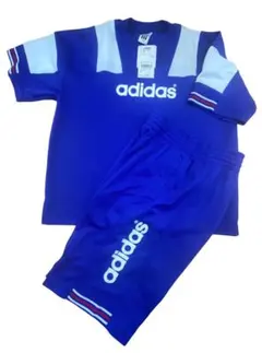 未使用タグ付adidasアディダスセットアップ0-XOブルー万国旗デサント製