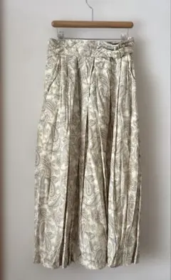 ペイズリー柄 フレアロングスカート ベルト付き