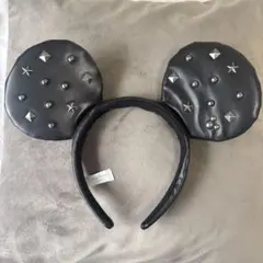 ミッキー耳カチューシャ 黒 スタッズ付き