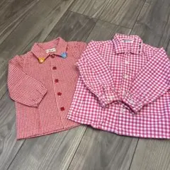 ミキハウス チェックシャツ ピンク&レッド２枚組90