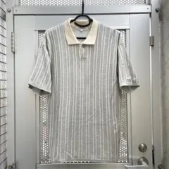 半袖ニットポロ y2k ストリートシック 古着 短丈 ストライプ