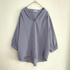 ✨大きいサイズ LL✨ GLACIER バンドカラーブラウス ライトパープル