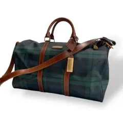 美品 ラルフローレン ボストンバッグ レザー PVC チェック柄 2way