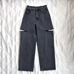 GRL スリットデニムワイドパンツ M ブラック
