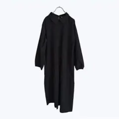 イーブス ブラック 襟付きワンピース ロングワンピース 体型カバー 長袖