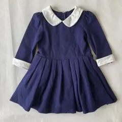 襟付き　フォーマルワンピース　ネイビー　140