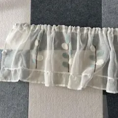 刺繍葉模様のカフェカーテン ホワイト