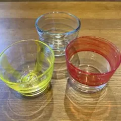 【未使用】ガラス　おちょこ　お猪口　蕎麦猪口　3点　皿　手作り　クラフトフェア