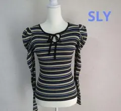 SLY・ 前後2way ボーダートップスニット・パフスリーブ・長袖