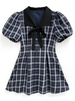 GRL チェック柄ウエストタックリボンミニワンピース[tg731]　Sサイズ