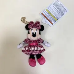 ミニー ヒョウ柄 ピンク キーホルダー ぬいぐるみ チャーム ディズニー