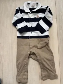 petit main ストライプロンパース 80