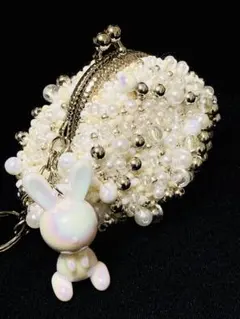 ビーズがま口 がま口ポーチ ポーチ バッグチャーム ハンドメイド 1208