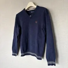 FRED PERRY ネイビー Vネックセーター S