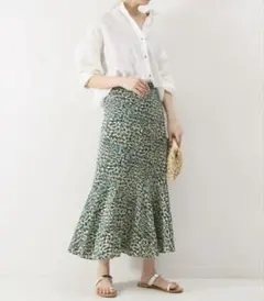 Spick & Span フレアロングスカート グリーン系