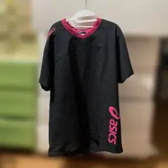 asics ウォームアップウェア 黒/ピンク Vネック