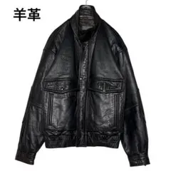 ヴィンテージ古着 羊革レザージャケット 黒 L 裏地ペイズリー柄 革ジャン