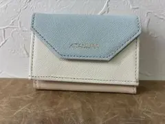 キタムラ　三折　財布　3色マルチカラー　トラベルサイズ　牛革　ロゴ入り　未使用のサムネイル
