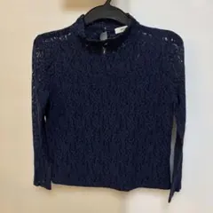ネイビー レース 長袖シャツ FREEサイズ