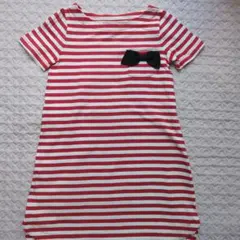 kate spade 赤と白のストライプワンピース 116サイズ