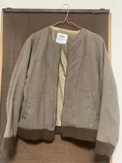 ikka ベージュ ジップアップジャケット L スエード/ボア ブルゾン