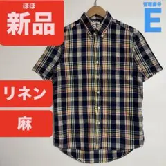 SAMURAI JEANS 麻 リネン混 チェック柄 ボタンダウン 半袖 シャツのサムネイル