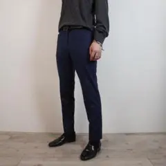 LANVIN シングルノータックスラックスパンツ ウール 青/VW484のサムネイル