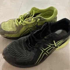 ASICS シューズ 25.5cm黒/黄緑※インソール無し