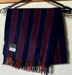 ダンヒル　ピュアカシミヤ100% ネイビー×ボルドー　ストライプマフラー