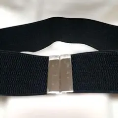 訳あり商品　ストレッチ素材 黒ベルト メタルバックル