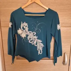 社交ダンス　レッスンウェア　グリーン系