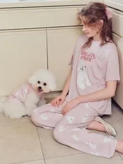 gelato pique (ジェラート ピケ) ドッグ柄ロングパンツ