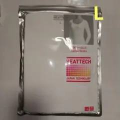 ユニクロ　ヒートテック　Uネック Tシャツ(襟元シームレス　八分袖) 白　L