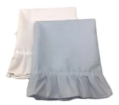 【新品・未使用】ひも付き枕カバー カラー 45×75cmホワイト／ブルー 2枚