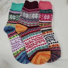 ノルディック柄ニットソックス3足セット