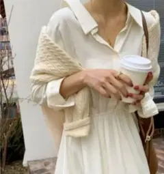 長袖 シャツワンピース