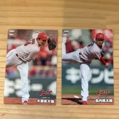広島東洋カープ プロ野球チップス 2枚セット　大瀬良大地　１４　島内颯太郎 ４３