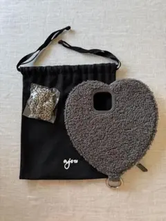 ajewハートiPhone15promax ケース グレー