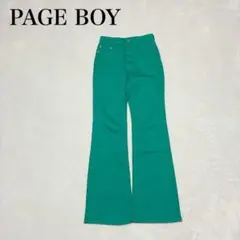 【ページボーイ】ブーツカットストレッチデニム(25S)牛革パッチ ローライズ 緑のサムネイル