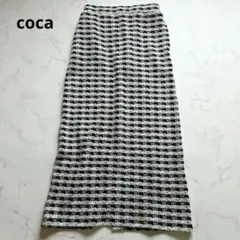 coca　コカ　チェック柄　ツイードロングスカート　ラメ　Ｍ　ウエストバックゴムのサムネイル