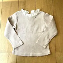 petit main フリル付き長袖カットソー