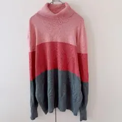 retrology 【L】タートルネック セーター ニット ピンク 長袖 古着