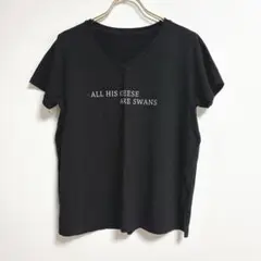 ✨良品✨ Tシャツ 【M】 シンプル Vネック カジュアル ロゴ 黒 着回し
