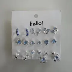 ピアスセット 青色と透明ストーン