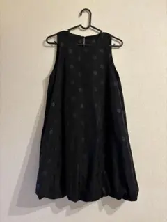 ドット柄 バルーンワンピース XS ブラック