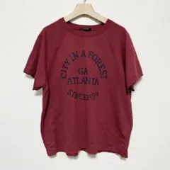 RETRO GIRL ロゴプリント 半袖Tシャツ ボルドー