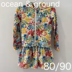 【ocean&ground】 花柄 水着 ラッシュガード セット【80/90】
